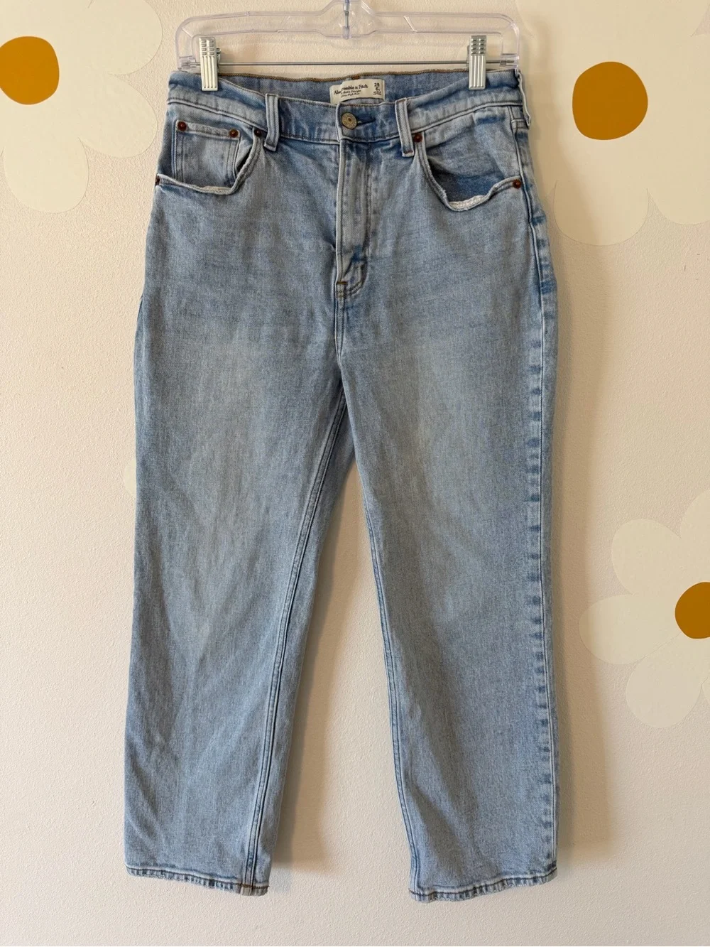 Abercrombie The Ankle Straight Ultra High Rise Stretch Light Wash Jeans 6 SHORT - Picture 7 of 15
